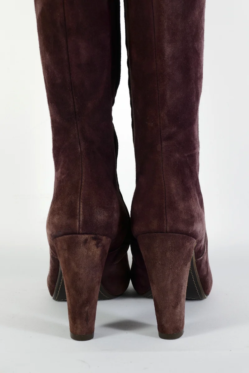 Overknees Wildleder bordeaux