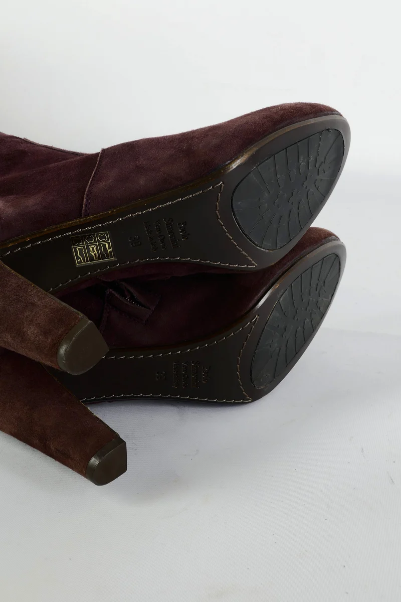 Overknees Wildleder bordeaux