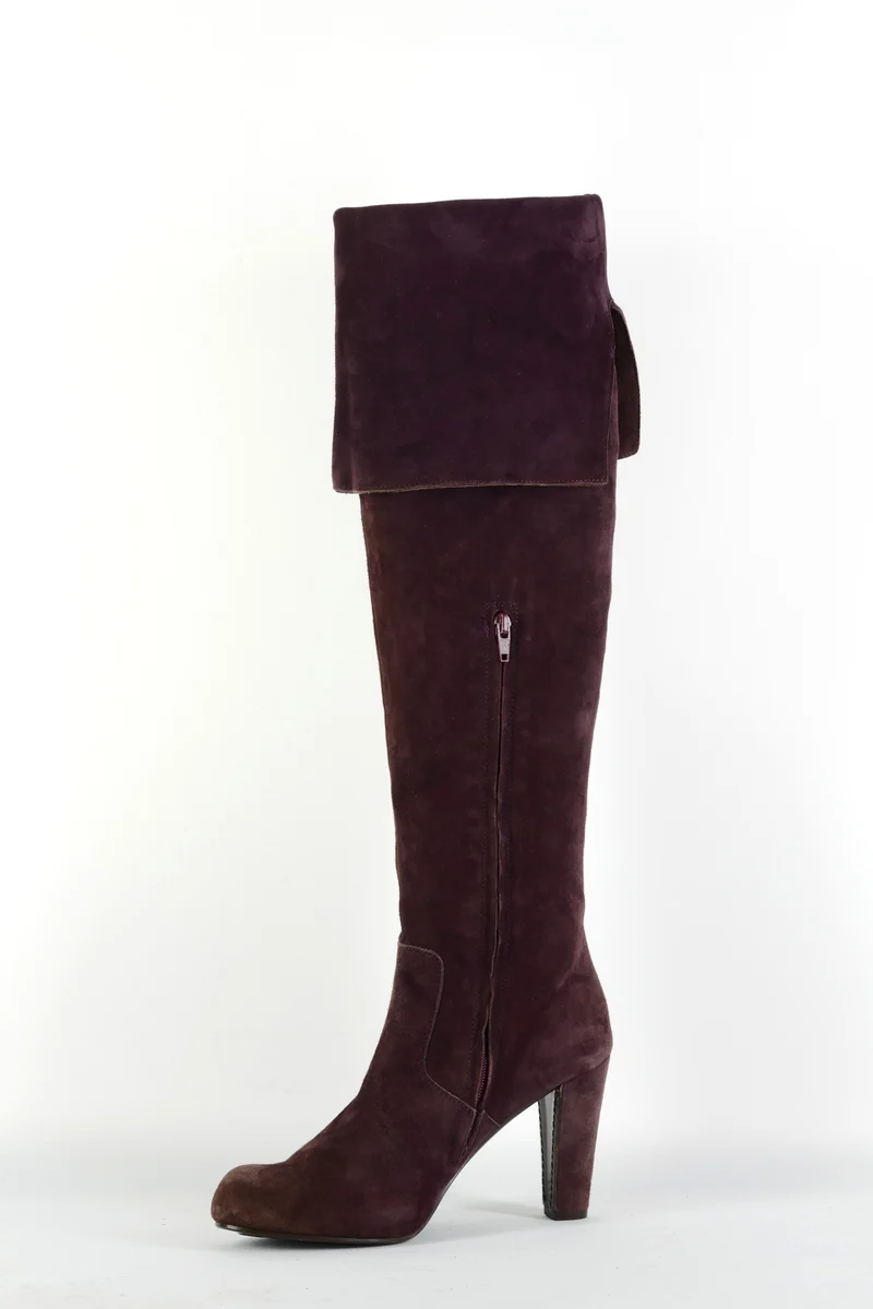 Overknees Wildleder bordeaux