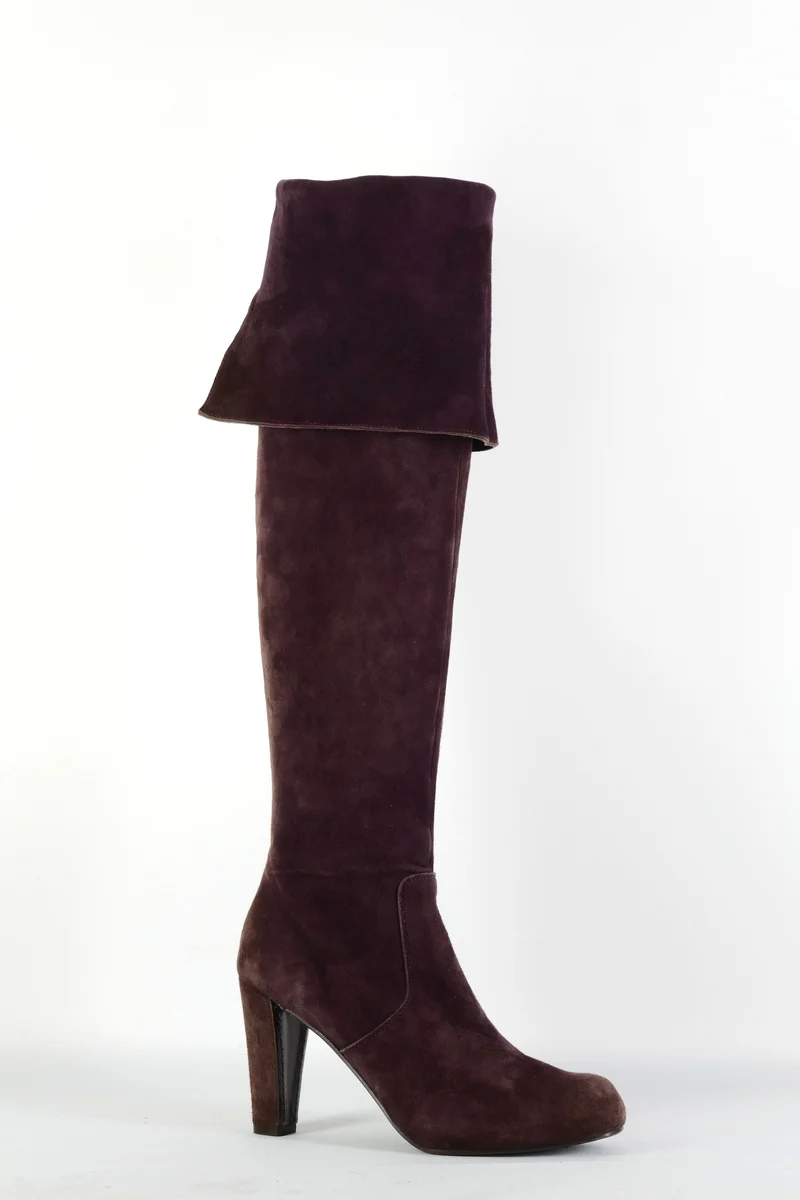 Overknees Wildleder bordeaux