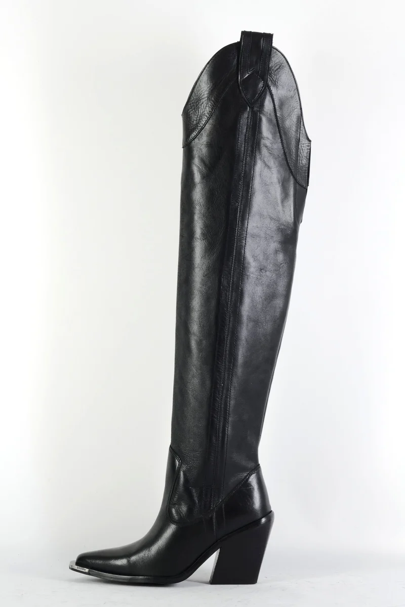 Overknees Leder schwarz
