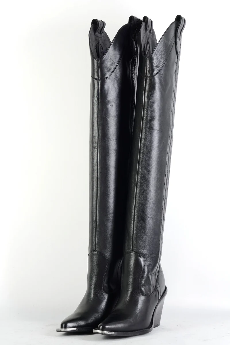 Overknees Leder schwarz