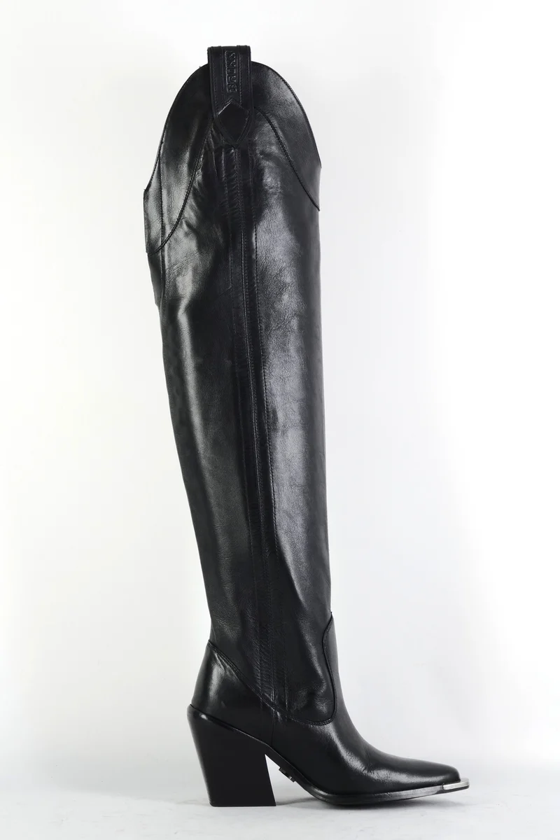 Overknees Leder schwarz