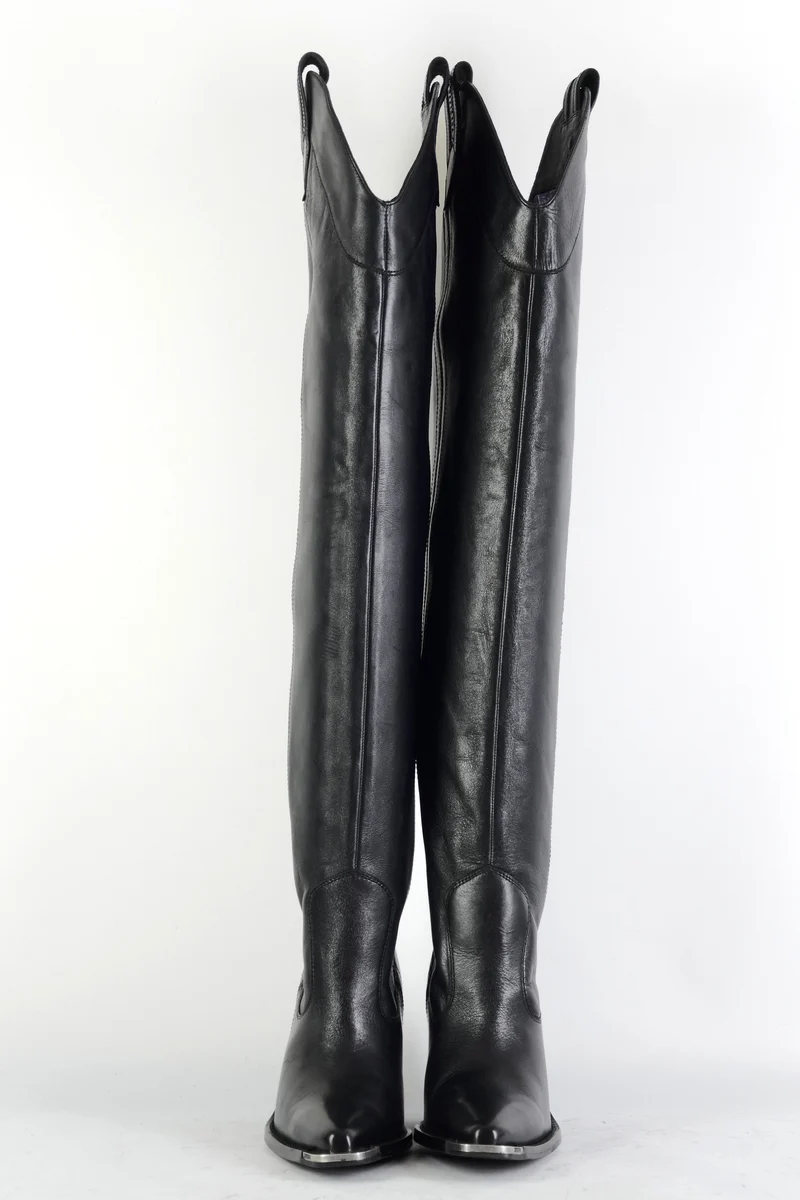 Overknees Leder schwarz