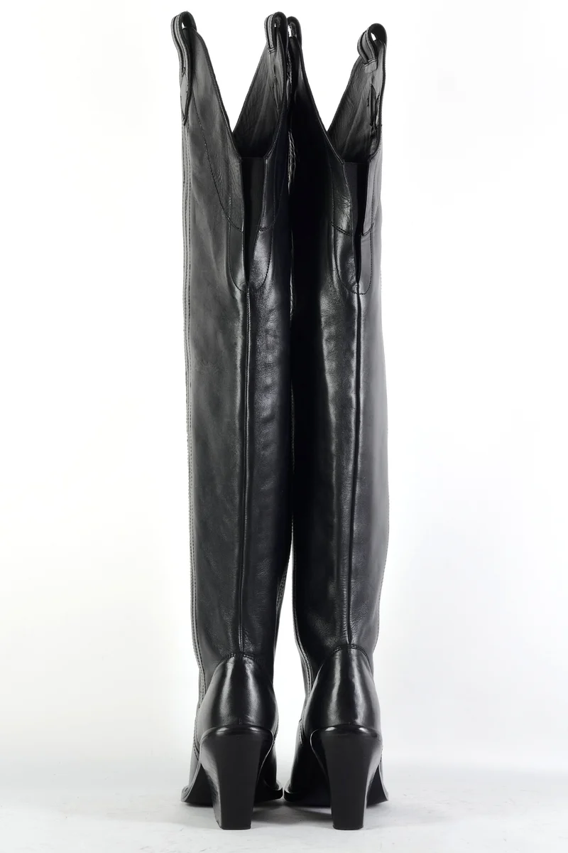 Overknees Leder schwarz