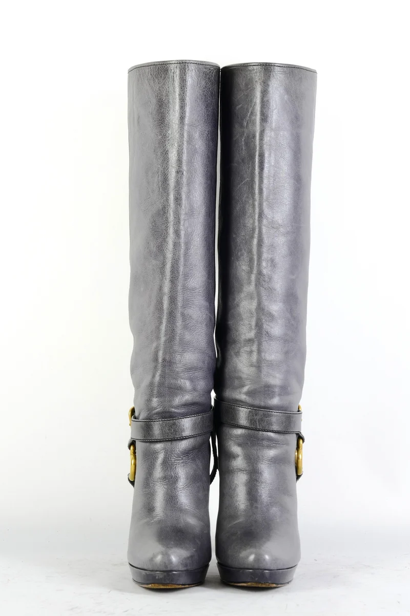 Stiefel Leder grau