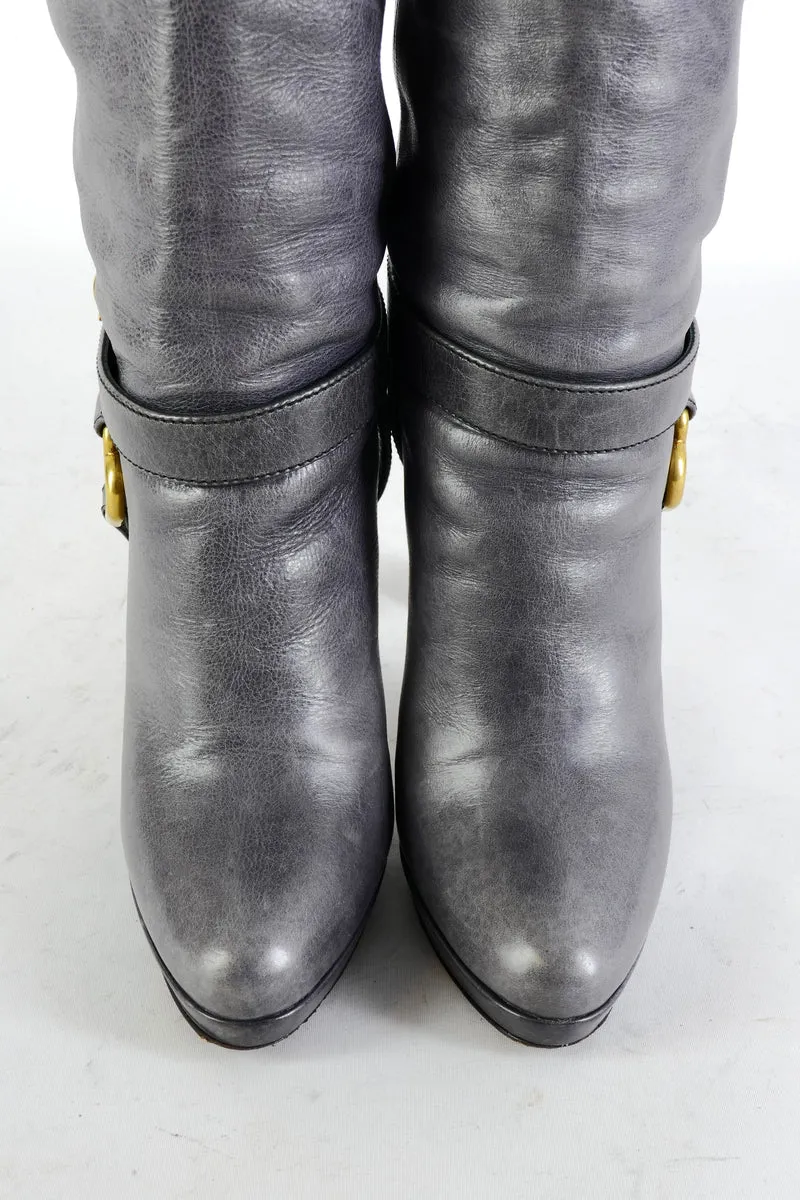 Stiefel Leder grau