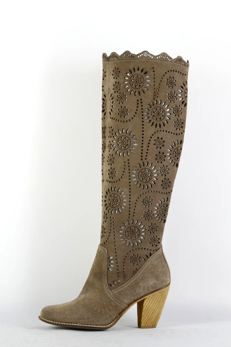 Stiefel Leder graubraun