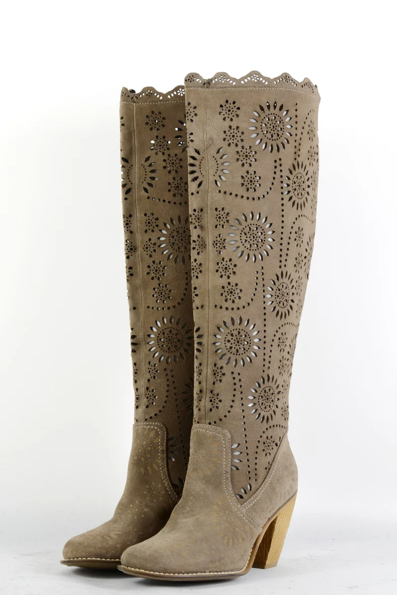 Stiefel Leder graubraun