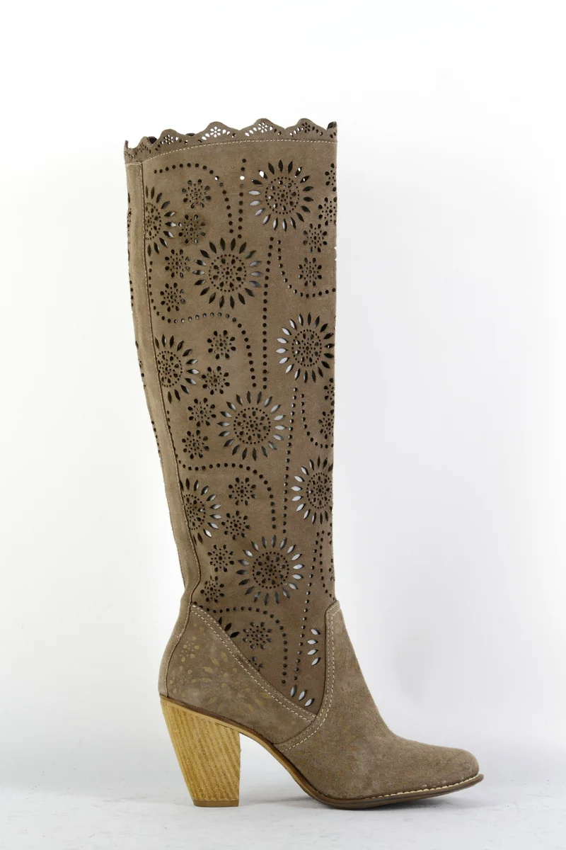 Stiefel Leder graubraun