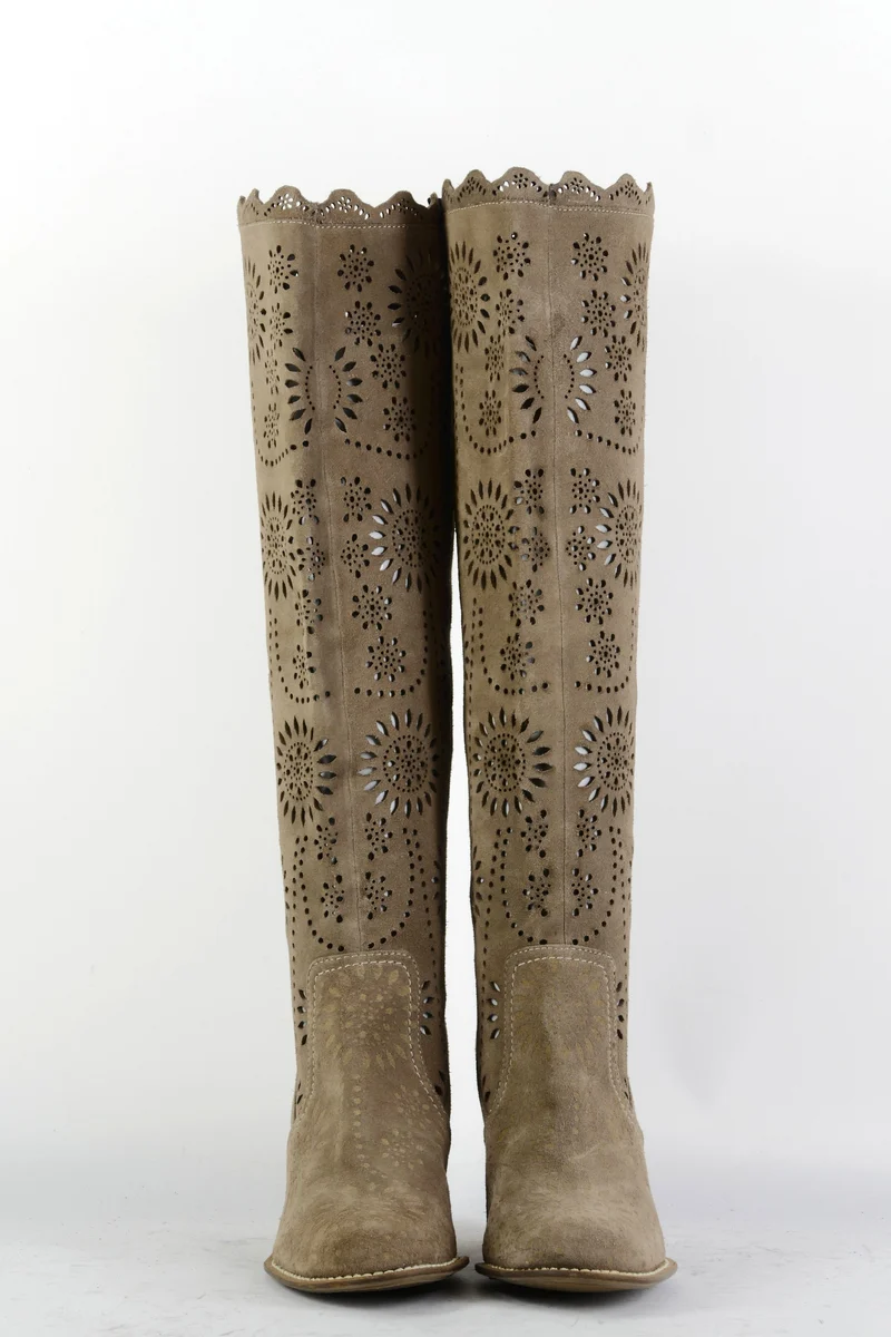 Stiefel Leder graubraun