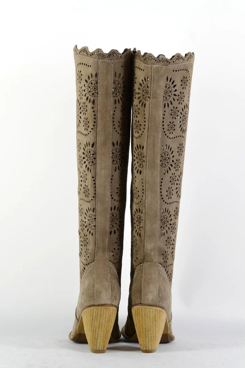 Stiefel Leder graubraun