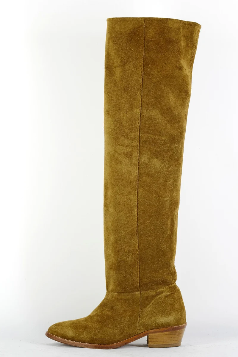 Overknees Wildleder beige