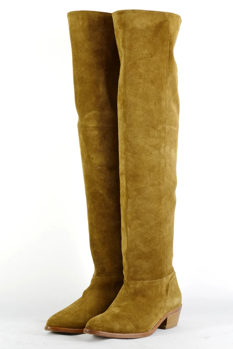 Overknees Wildleder beige