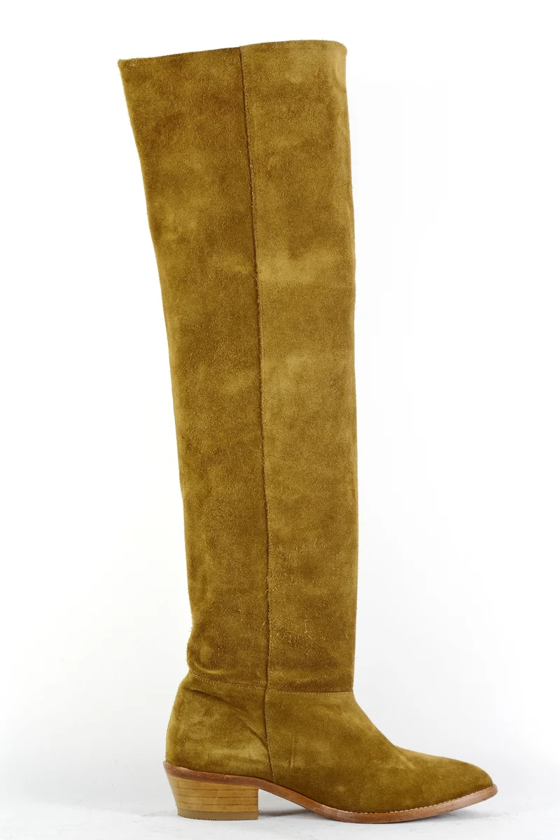 Overknees Wildleder beige