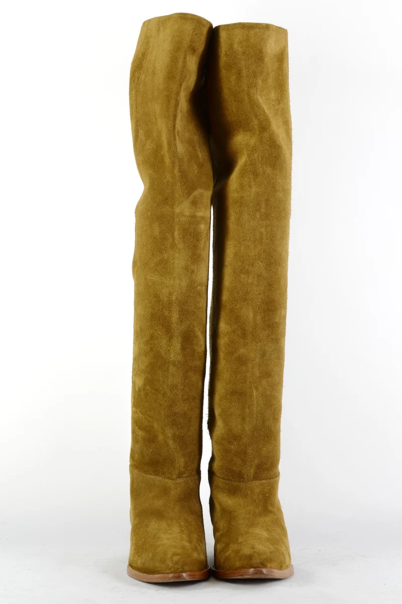 Overknees Wildleder beige