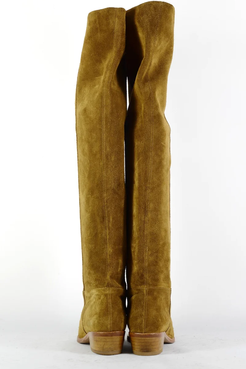 Overknees Wildleder beige