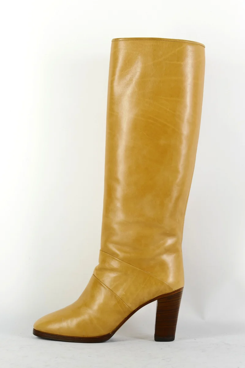 Vintage-Stiefel Leder beige