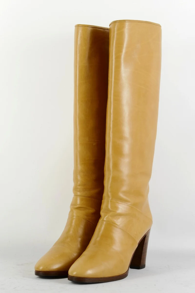Vintage-Stiefel Leder beige