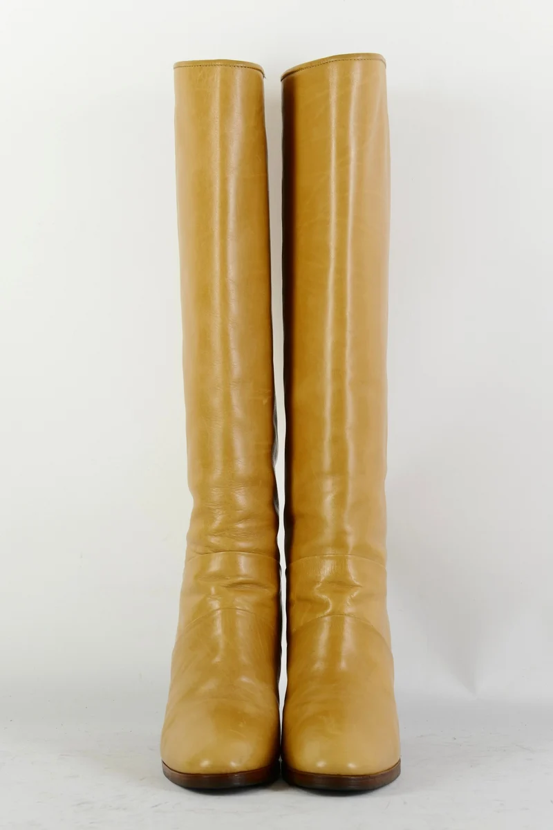 Vintage-Stiefel Leder beige