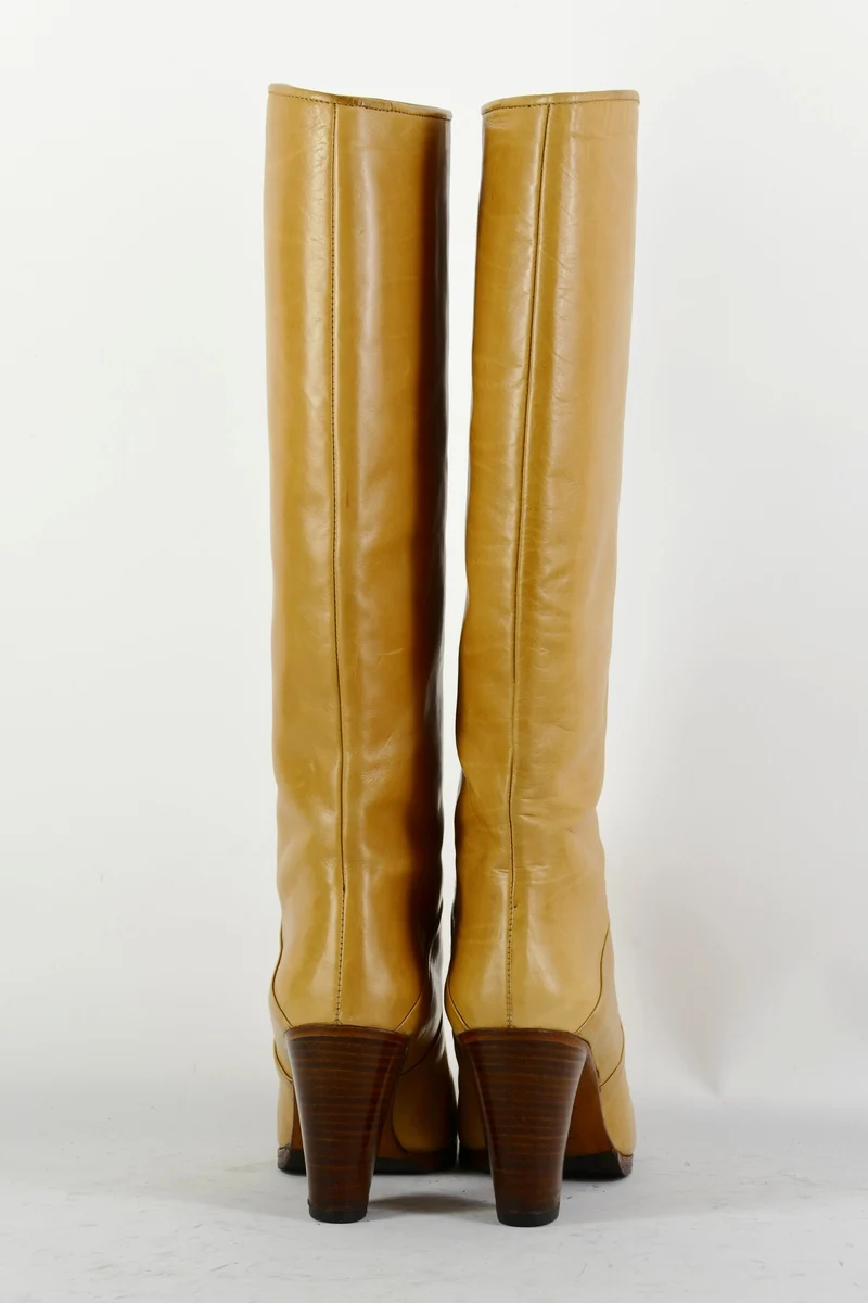 Vintage-Stiefel Leder beige