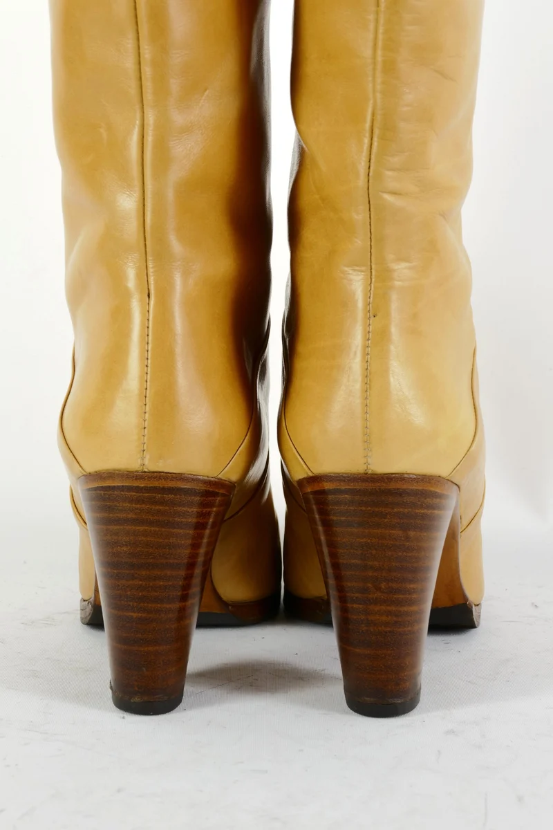 Vintage-Stiefel Leder beige