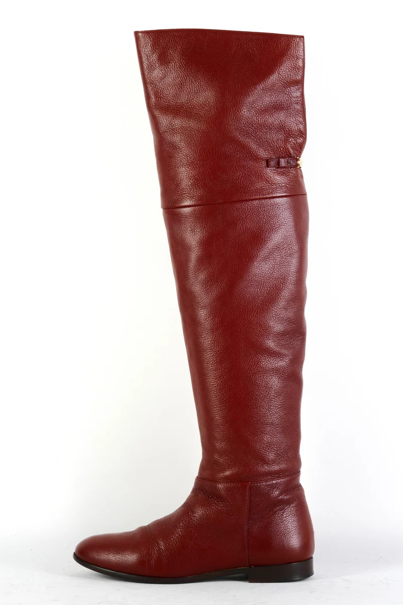 Overknees Leder bordeaux