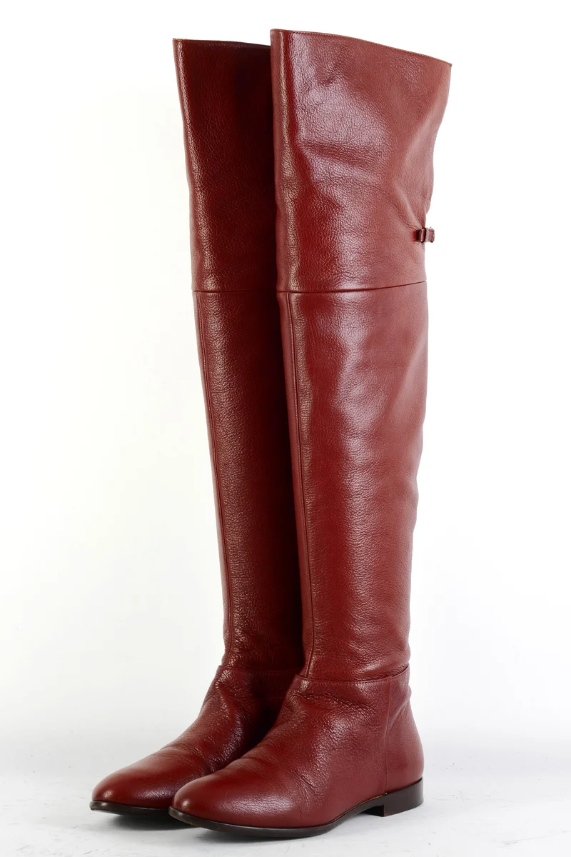 Overknees Leder bordeaux