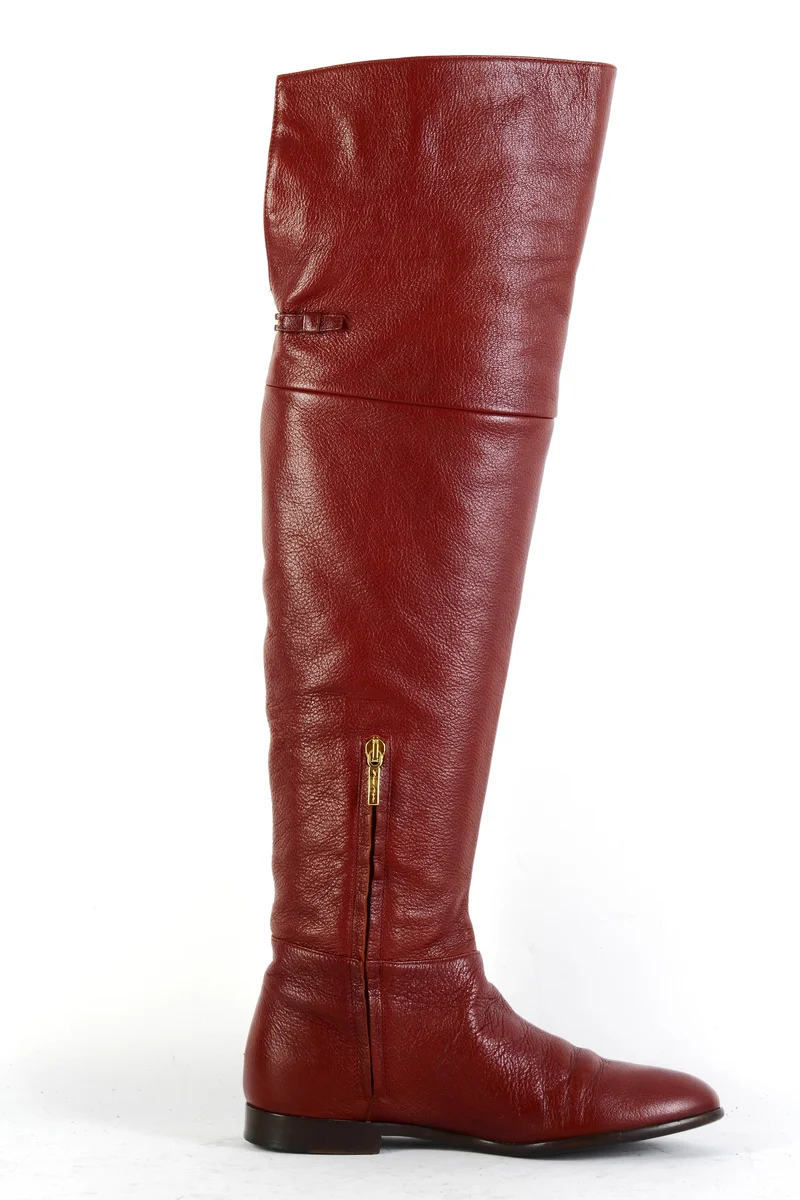 Overknees Leder bordeaux