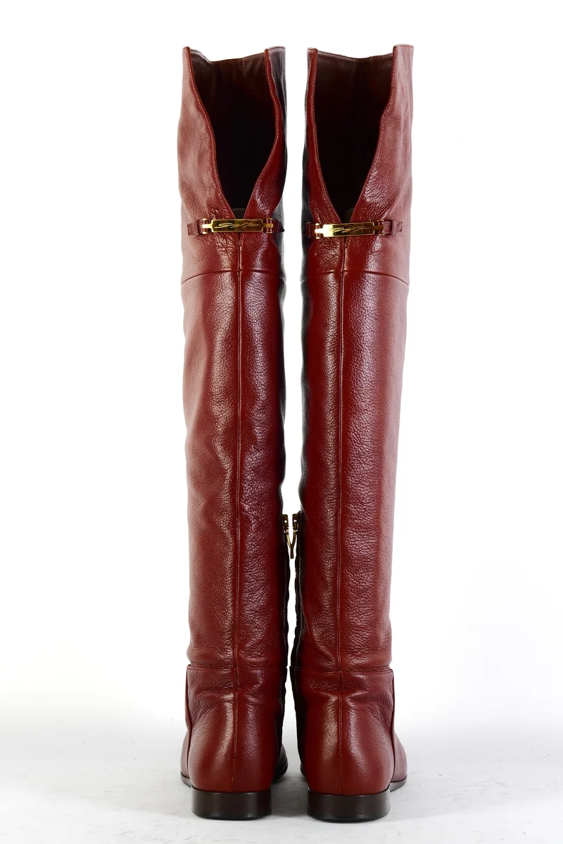 Overknees Leder bordeaux