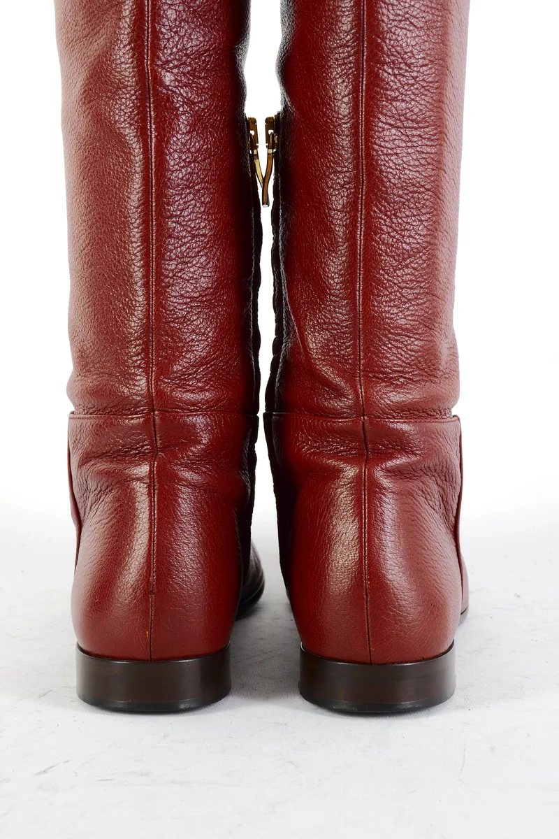 Overknees Leder bordeaux