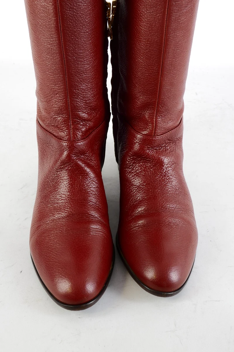 Overknees Leder bordeaux
