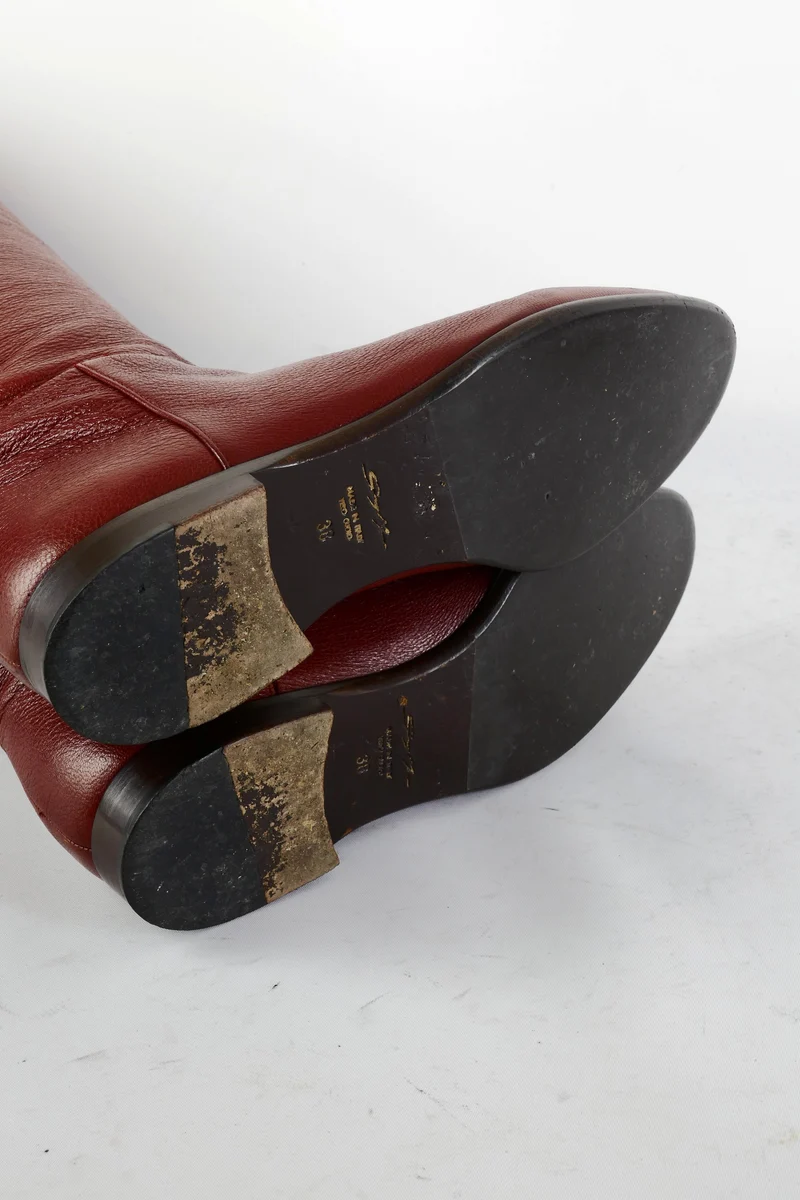 Overknees Leder bordeaux