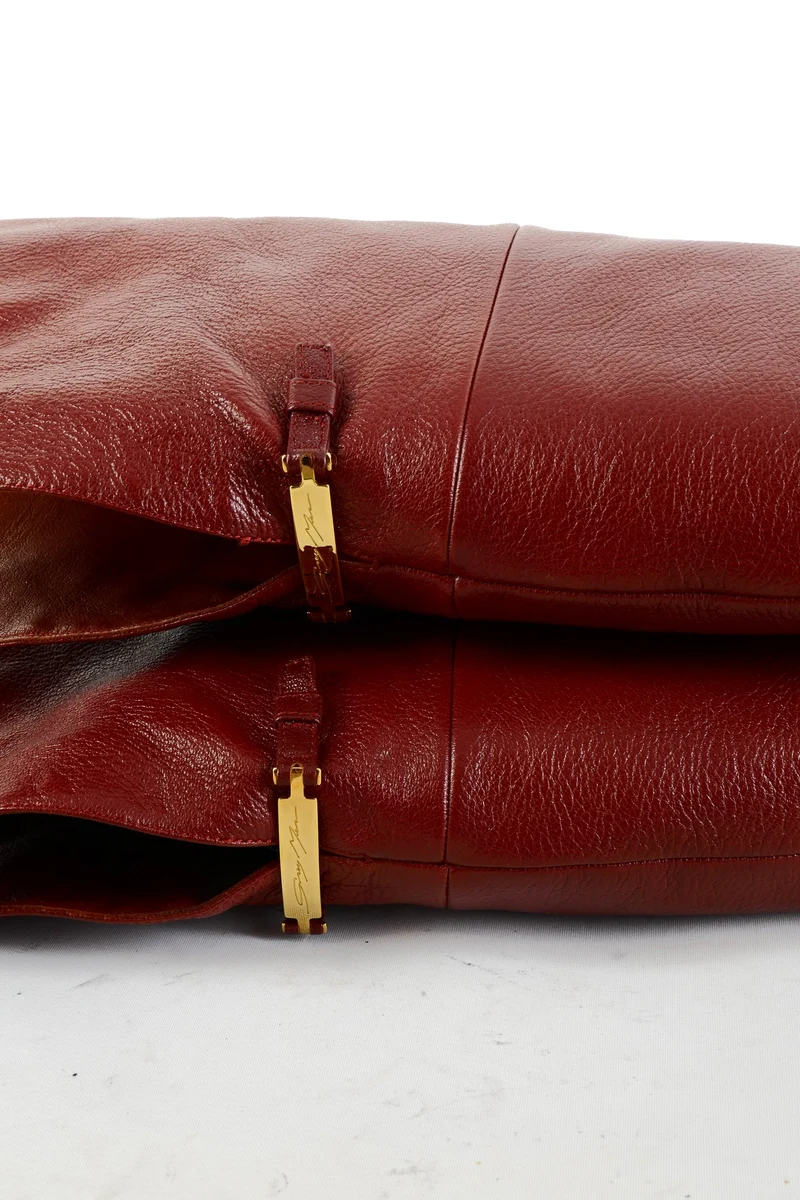 Overknees Leder bordeaux