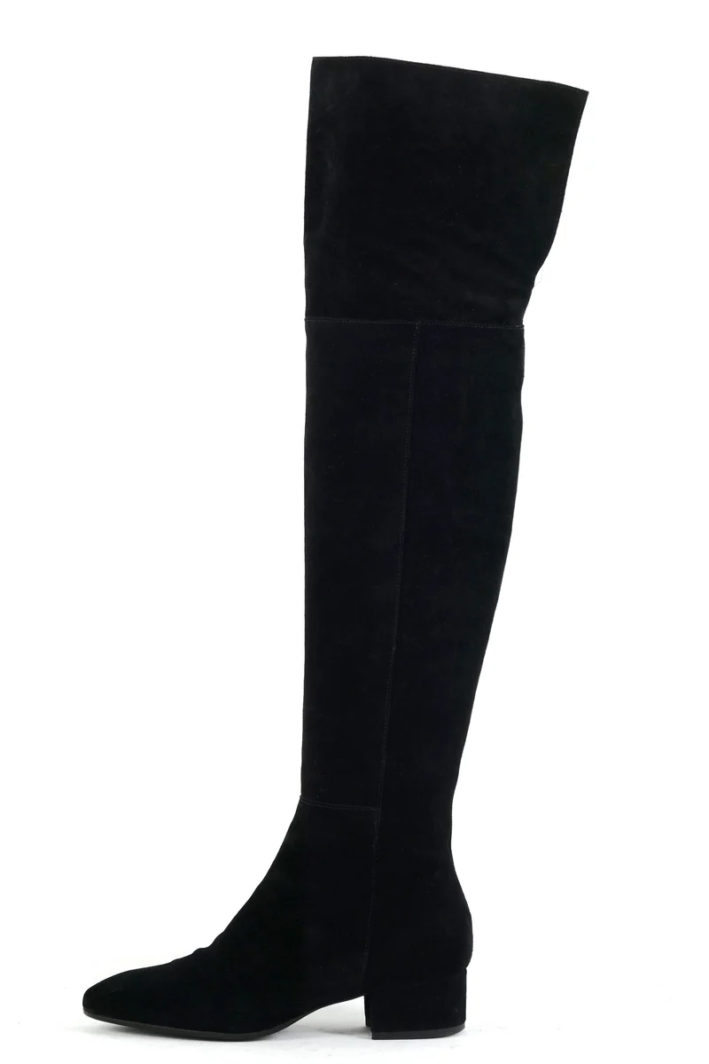Overknees Wildleder schwarz