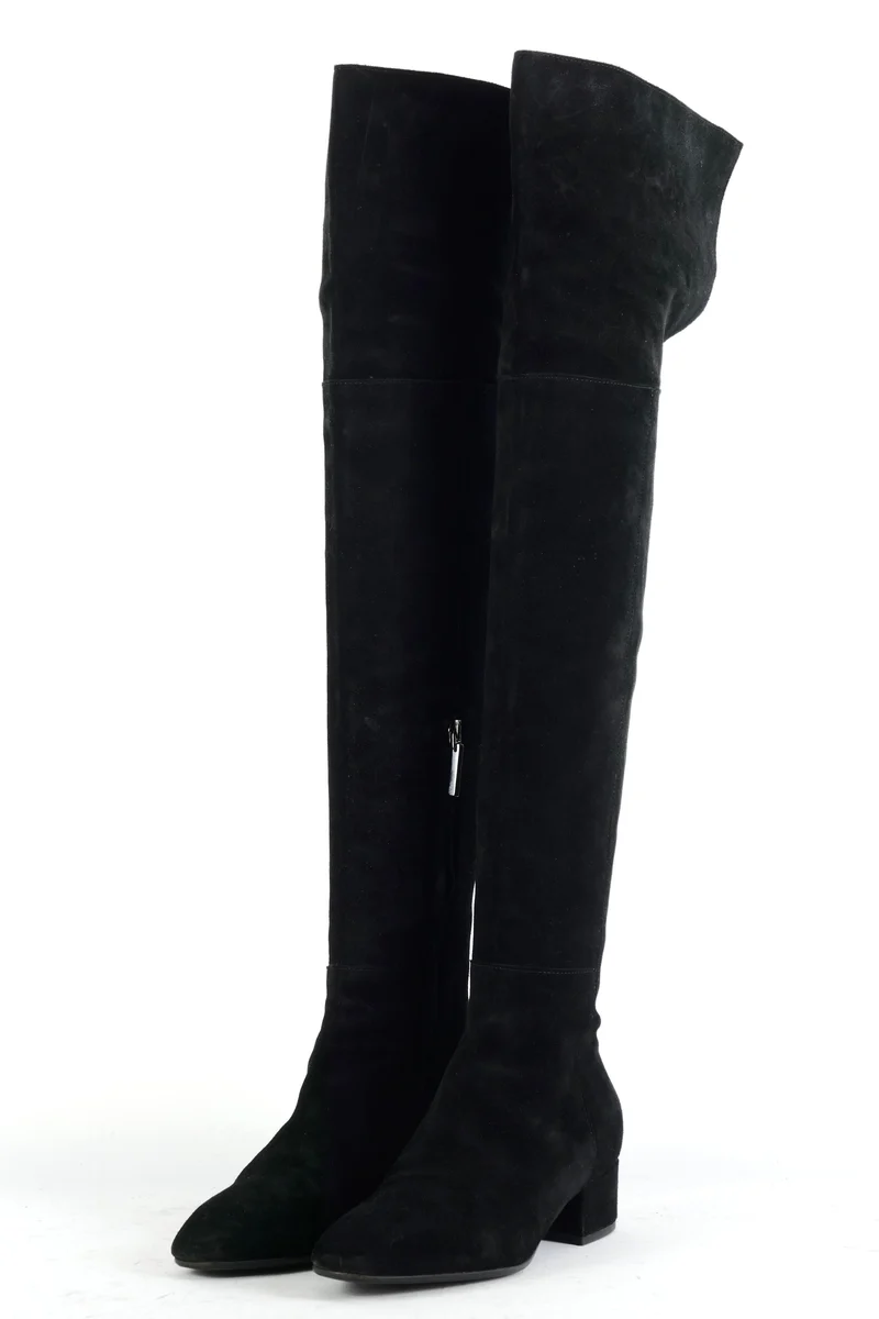 Overknees Wildleder schwarz