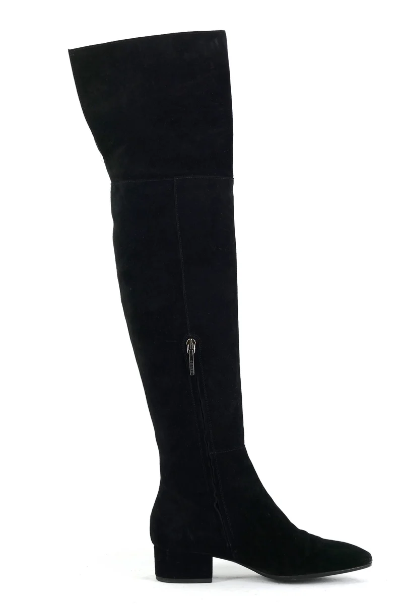 Overknees Wildleder schwarz