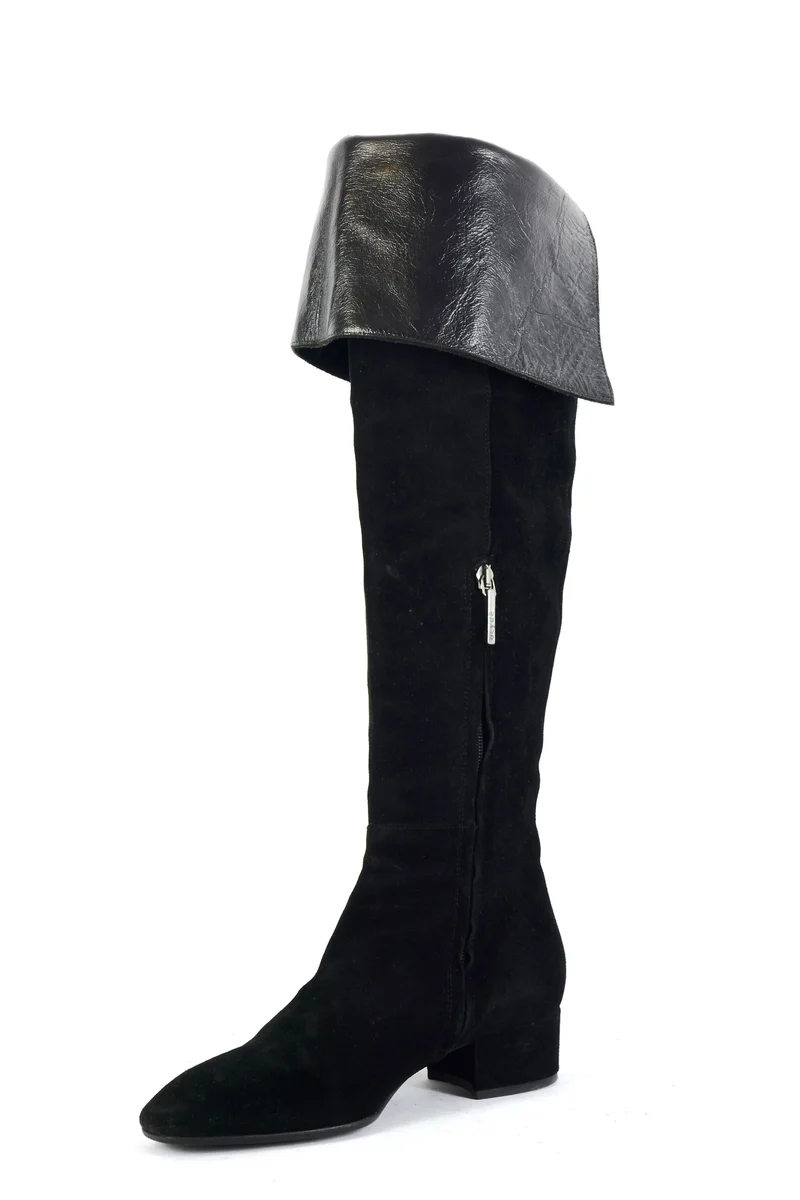 Overknees Wildleder schwarz