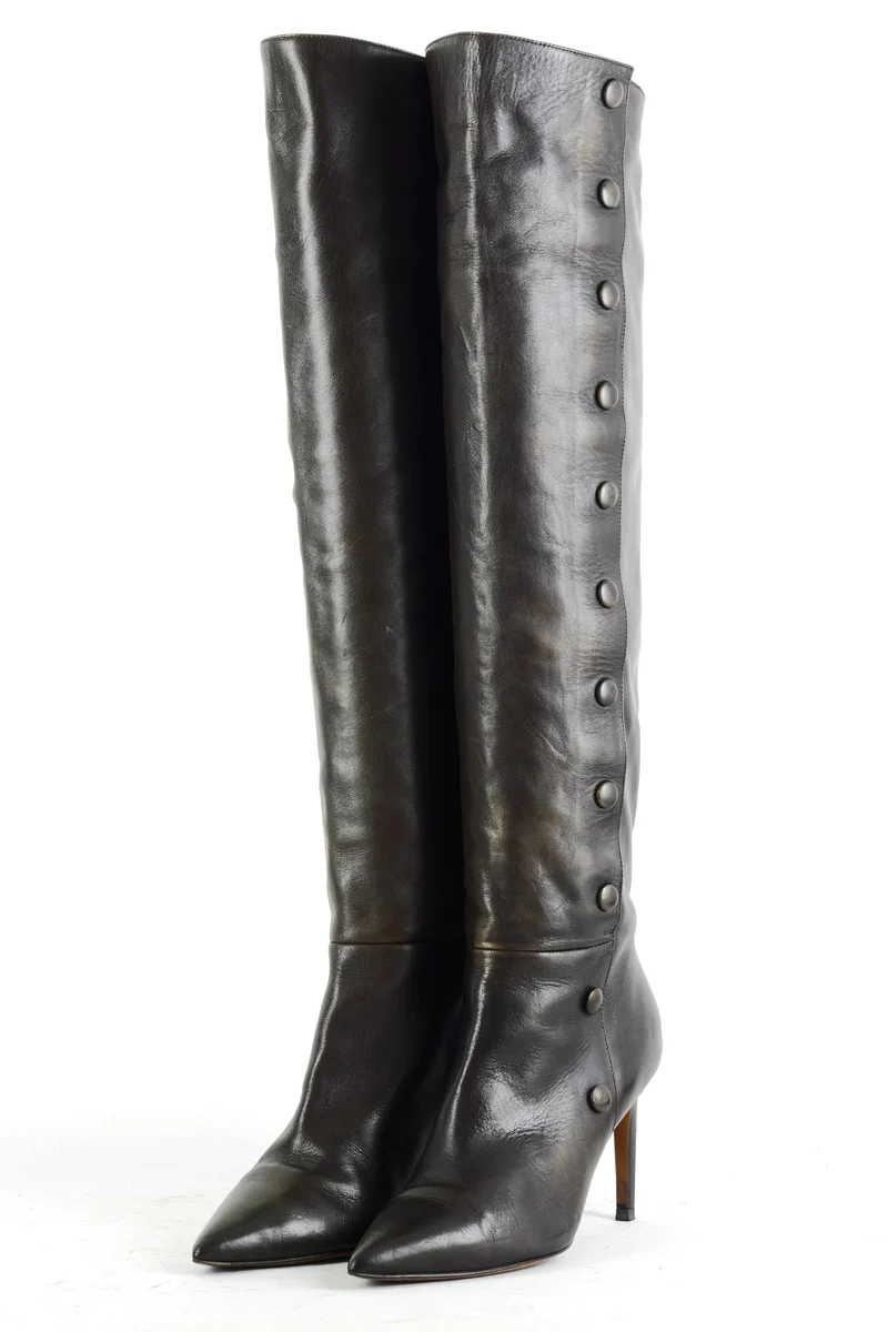 Hohe Stiefel Leder anthrazit
