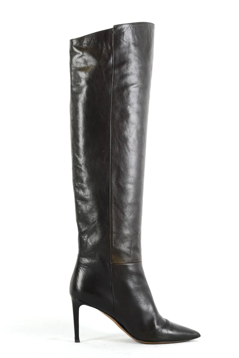 Hohe Stiefel Leder anthrazit