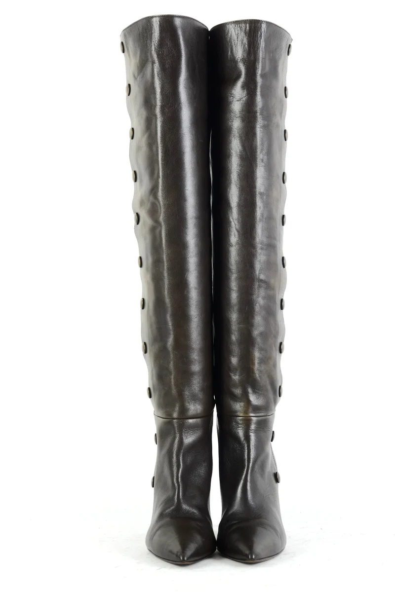 Hohe Stiefel Leder anthrazit