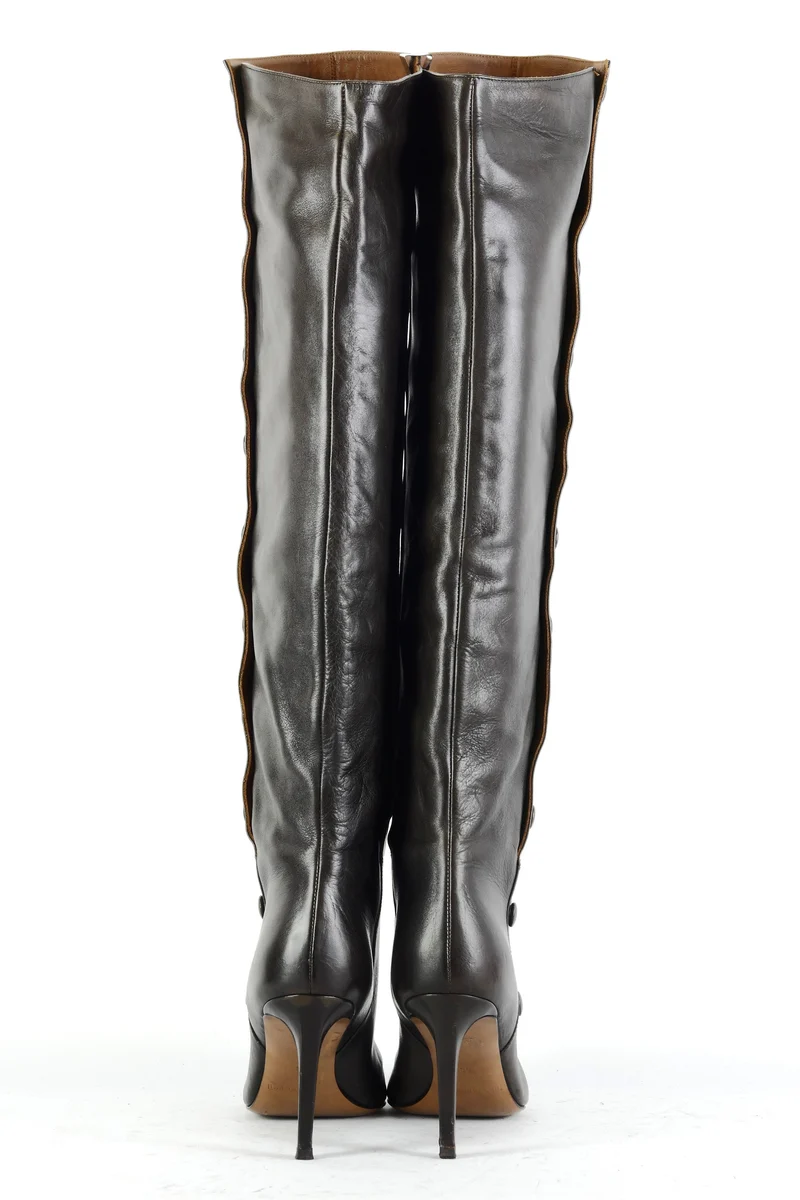 Hohe Stiefel Leder anthrazit