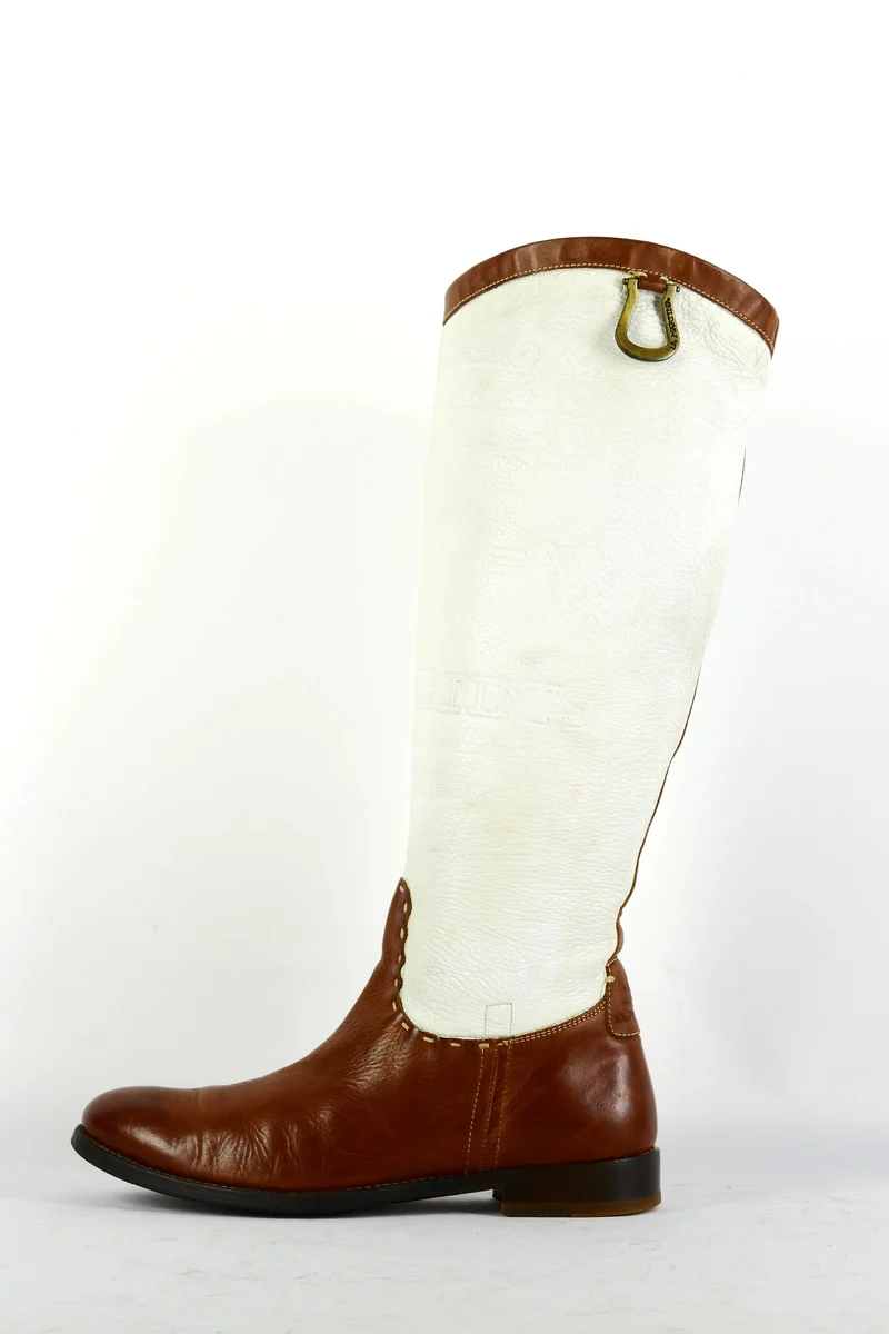 Stiefel Leder weiß