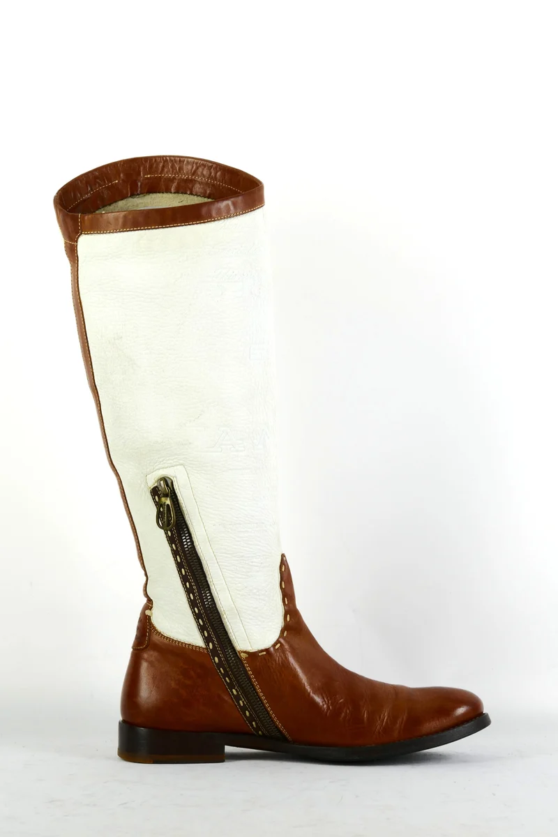 Stiefel Leder weiß