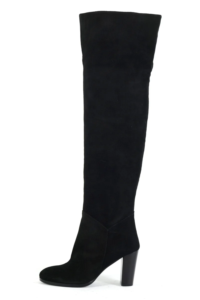 Overknees Wildleder schwarz