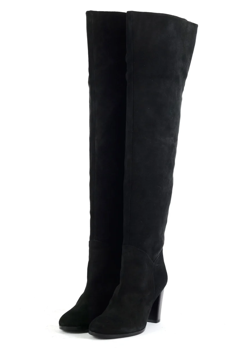 Overknees Wildleder schwarz