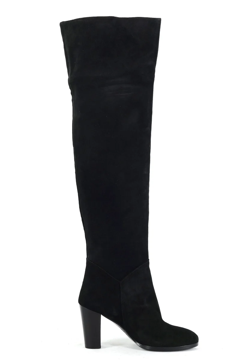Overknees Wildleder schwarz