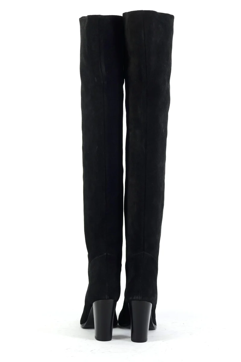 Overknees Wildleder schwarz