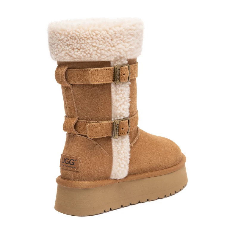 Nordic Buckle Strap Short Platform UGG Boots