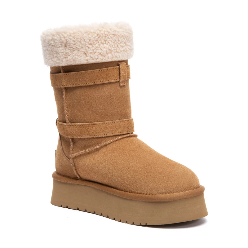 Nordic Buckle Strap Short Platform UGG Boots